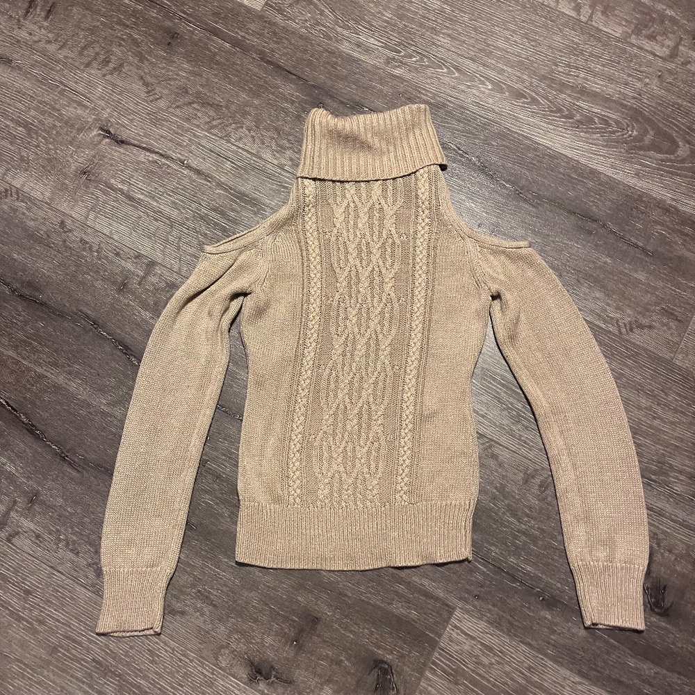 Gold Bebe Cold Shoulder Turtleneck